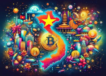 DALL·E 2024-06-12 12.37.31 - An artistic and vibrant illustration showcasing Vietnam as a leading global hub for blockchain and cryptocurrency industries. The image features a col