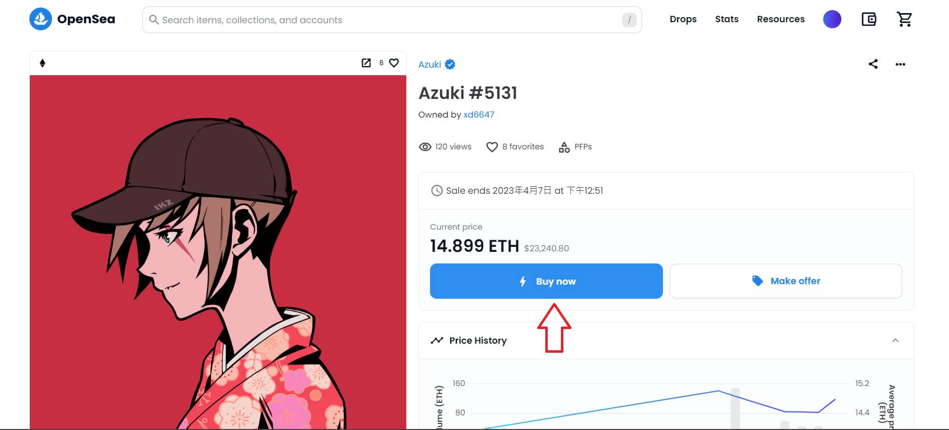 click "Buy Now" to buy "Azuki #5131"
