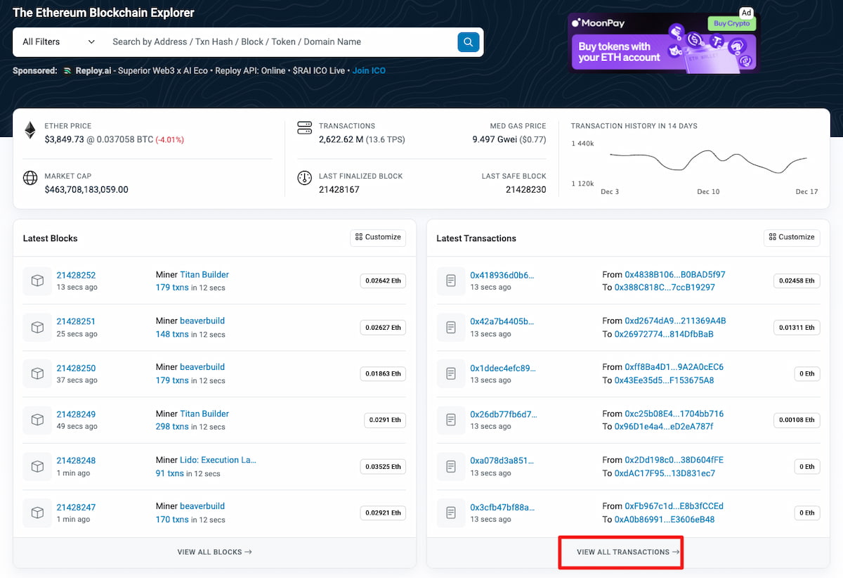 Etherscan 首頁